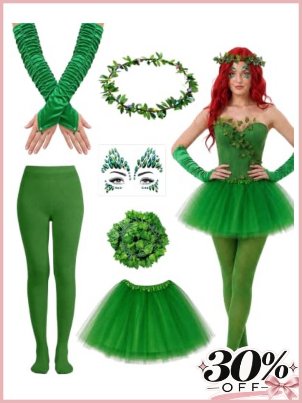 Ivy Villain Costume Set Halloween Cosplay Accessories Tutu Mask Gloves